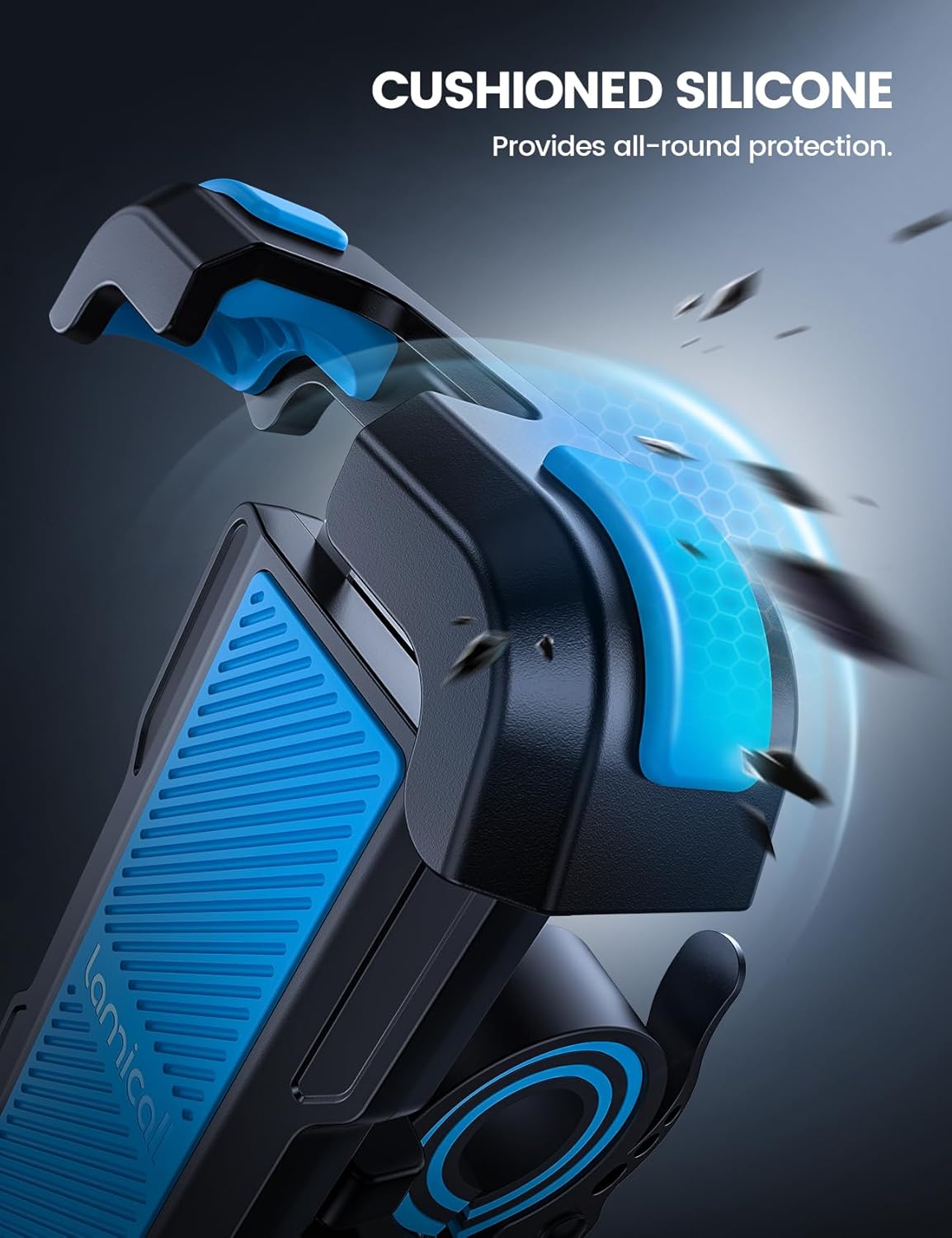 Lamicall Motorcycle Phone Mount, Bike Holder - Upgrade Adjustable Cell Holder, Bicycle Scooter Handlebar Cradle Clip for iPhone 15 Pro Max/Plus, 14, Galaxy S22 and 4.7-6.8" Phone, Blue