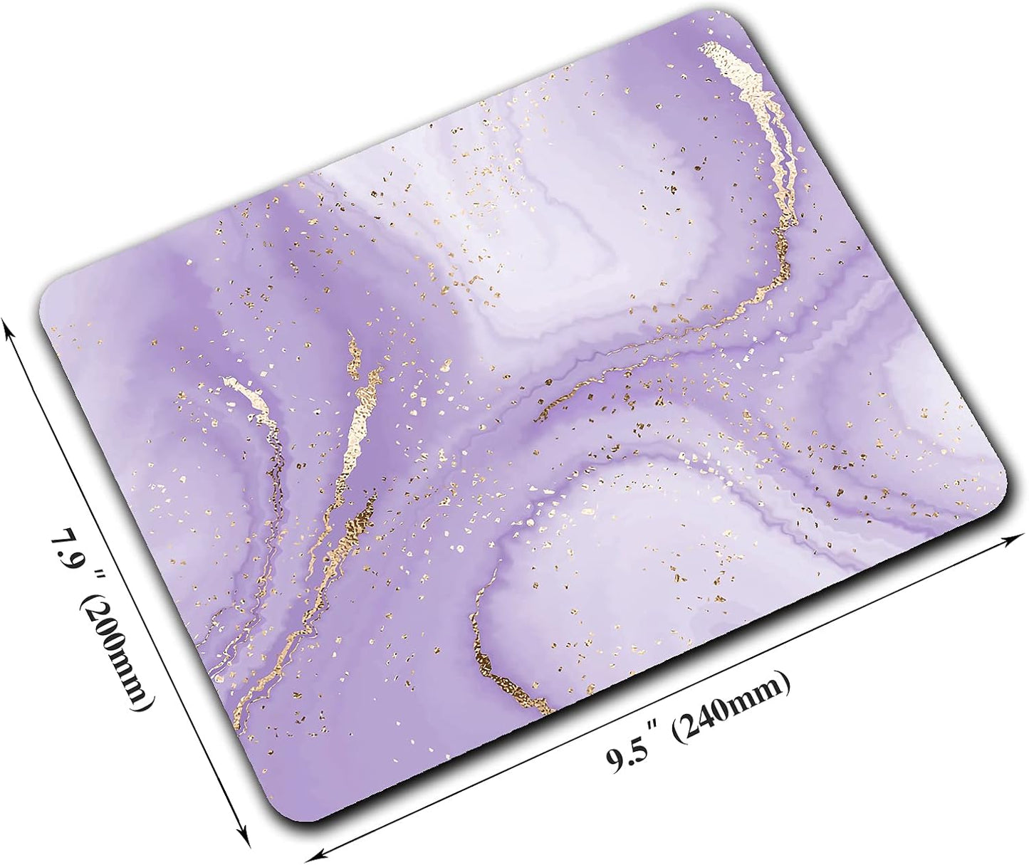 Gold Splatter Marble Mouse Pad, Purple Texture Marbling Mousepad for Design, Anti-Slip Rubber Base Wireless Mouse Pads for Laptop