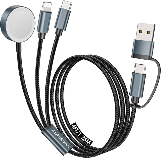Travel Essentials for Apple Watch Charger,3 in 2 USB C Cable for Multi Charging Cable Cord,Camping Essentials Portable Designed for iWatch &Phone 16-12-4FT ﻿