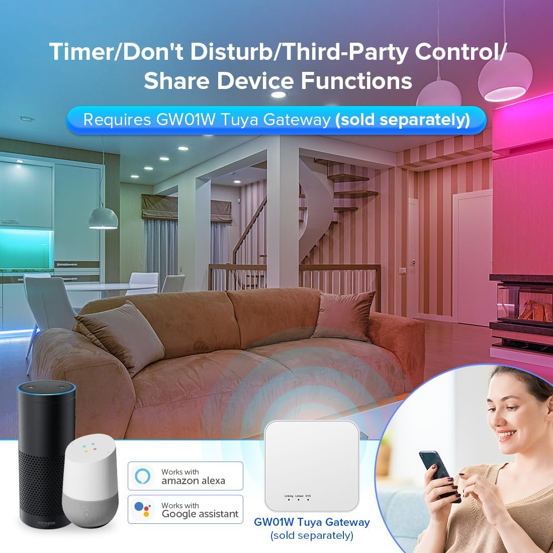 BTF-LIGHTING C04RF Tuya Controller Support PWM 5050SMD FCOB COB RGBW (+ R G B W) 5pin LED Strip Support with WR02RF RC03RFB RF Remote DC5V/DC12V/DC24V Max 12A Indoor Use Only(NO Remote NO Power)