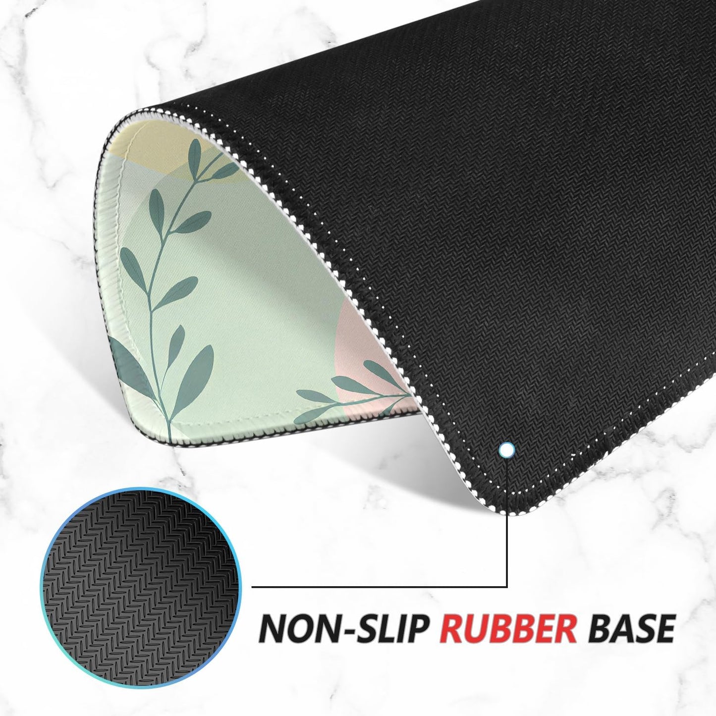 ITNRSIIET Mouse Pad Non-Slip Rubber Base Smooth Surface Stitched Edges Waterproof Durable Compatible with All Mice for Office & Gaming, Desk Accessory, 10.2x8.3x0.12 inch, PastelFoliage
