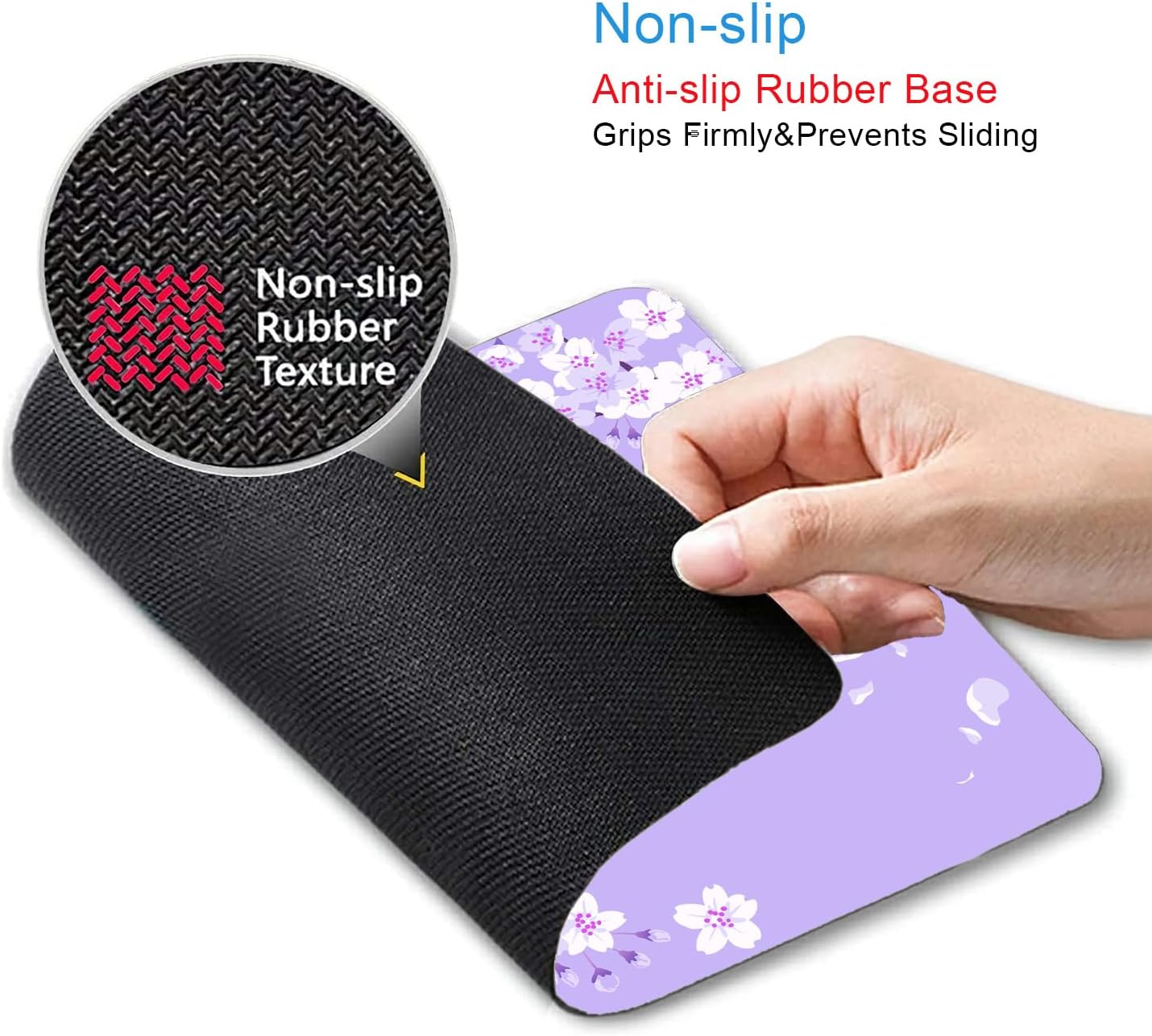 IMAYONDIA Cute Purple Mouse Pad, Floral Flowers Mouse Pad, Sakura Cherry Blossom Mousepad, Japanese Aesthetic Desk Decor, Anti Slip Rubber Base Mice pad for Computer Office Girl, 9.5 x 7.9 Inch