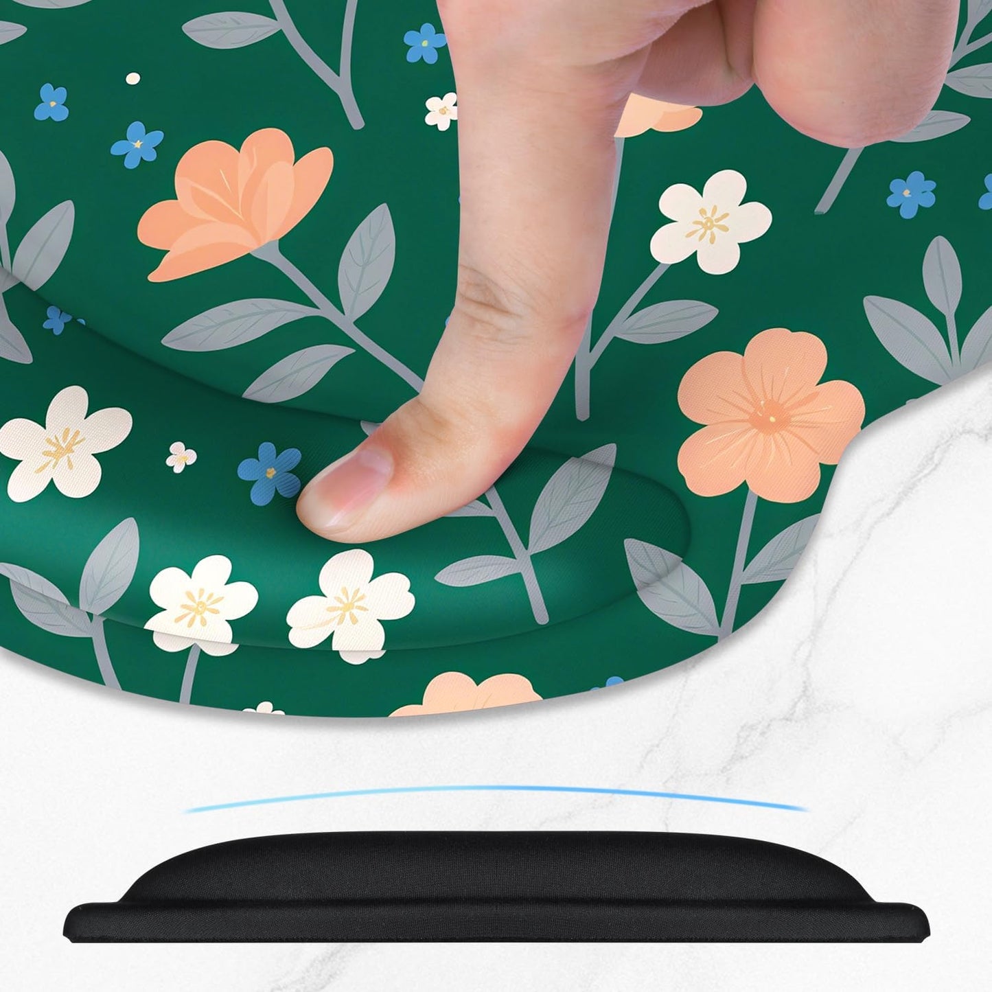 ITNRSIIET Ergonomic Mouse Pad with Comfort Gel Wrist Rest, Non-Slip PU Base, Smooth Textured Surface, Reduces Hand Fatigue & Wrist Pain, 8.7 x 7.2 Inch for Office Gaming Home, VintageBloom