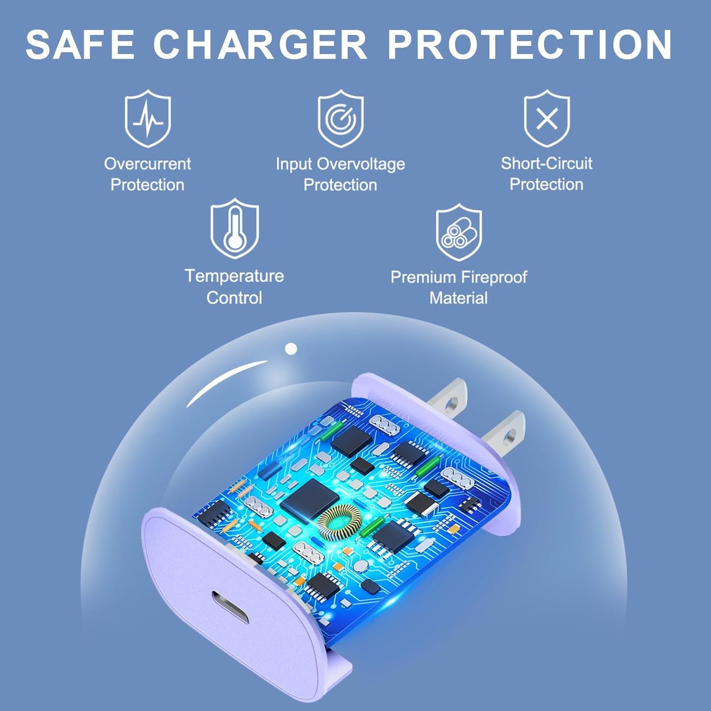 Phone 16 15 Charger Fast Charging,16 Pro Charger,30W USB-C Fast Charger Block & 6.6Ft USB C to C Fast Charging Cord for Phone 16 15 Pro/16 15 Pro Max/15 Plus,Pro 12.9,Samsung Galaxy S24 Ultra,Purple