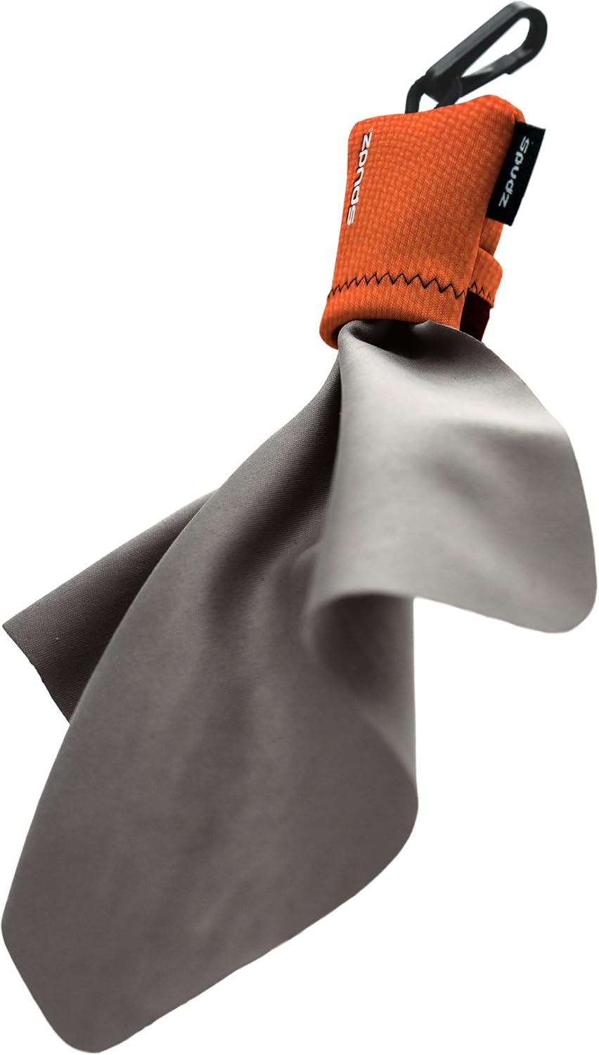 SPUDZ Ultra Microfiber Lens Cleaner – Closable Pouch, Clip-On, Washable – for Optics, Scopes, Glasses | Blaze Orange, 6 x 6 Inch