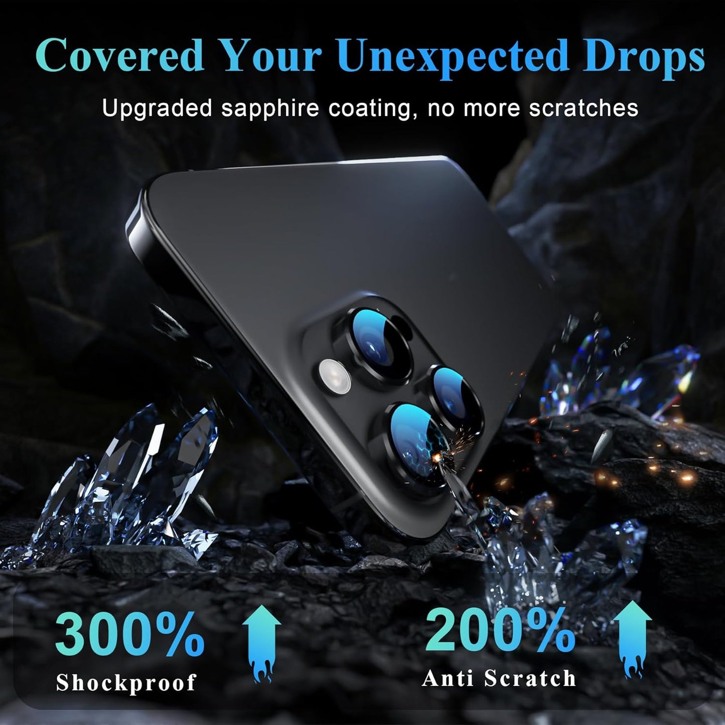 YWXTW Camera Lens Protector for iPhone 16 Pro/iPhone 16 Pro Max, [1 Step Installation Tray] Tempered Glass Screen Protector Metal Individual Camera Cover Accessories (Black Titanium-2Pack)