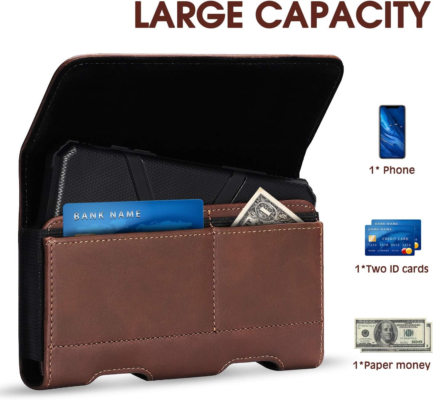 BECPLT for Galaxy S25 Ultra S24+ S23 Ultra Holster Leather Carrying Cell Phone Holder Belt Clip Holster Case Pouch Brown