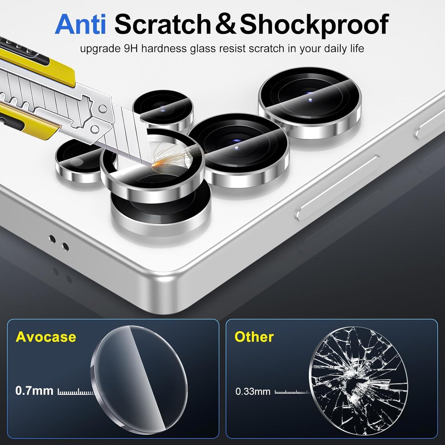 for Samsung Galaxy S25 Ultra Camera Lens Protector, Individual Metal Ring Tempered Glass Lens Cover, [Strong Adsorption] Scratch Resistant Ultra-Thin HD Clear Lens Cover, 1 Set-Slivery Ring