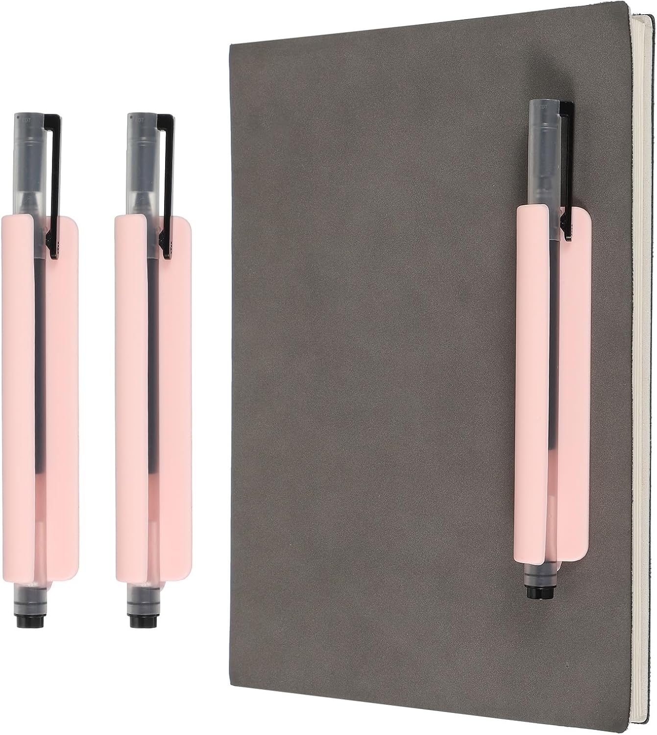 PATIKIL 2 Pcs Adhesive Pencil Holders, 105mm Long Universal Pencil Clip Silicone Pen Holder Office Pen Organizer for Desk Wall Clipboard Notebook Tablet Case Stylus, Pink