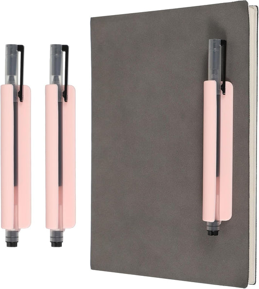 PATIKIL 2 Pcs Adhesive Pencil Holders, 105mm Long Universal Pencil Clip Silicone Pen Holder Office Pen Organizer for Desk Wall Clipboard Notebook Tablet Case Stylus, Pink