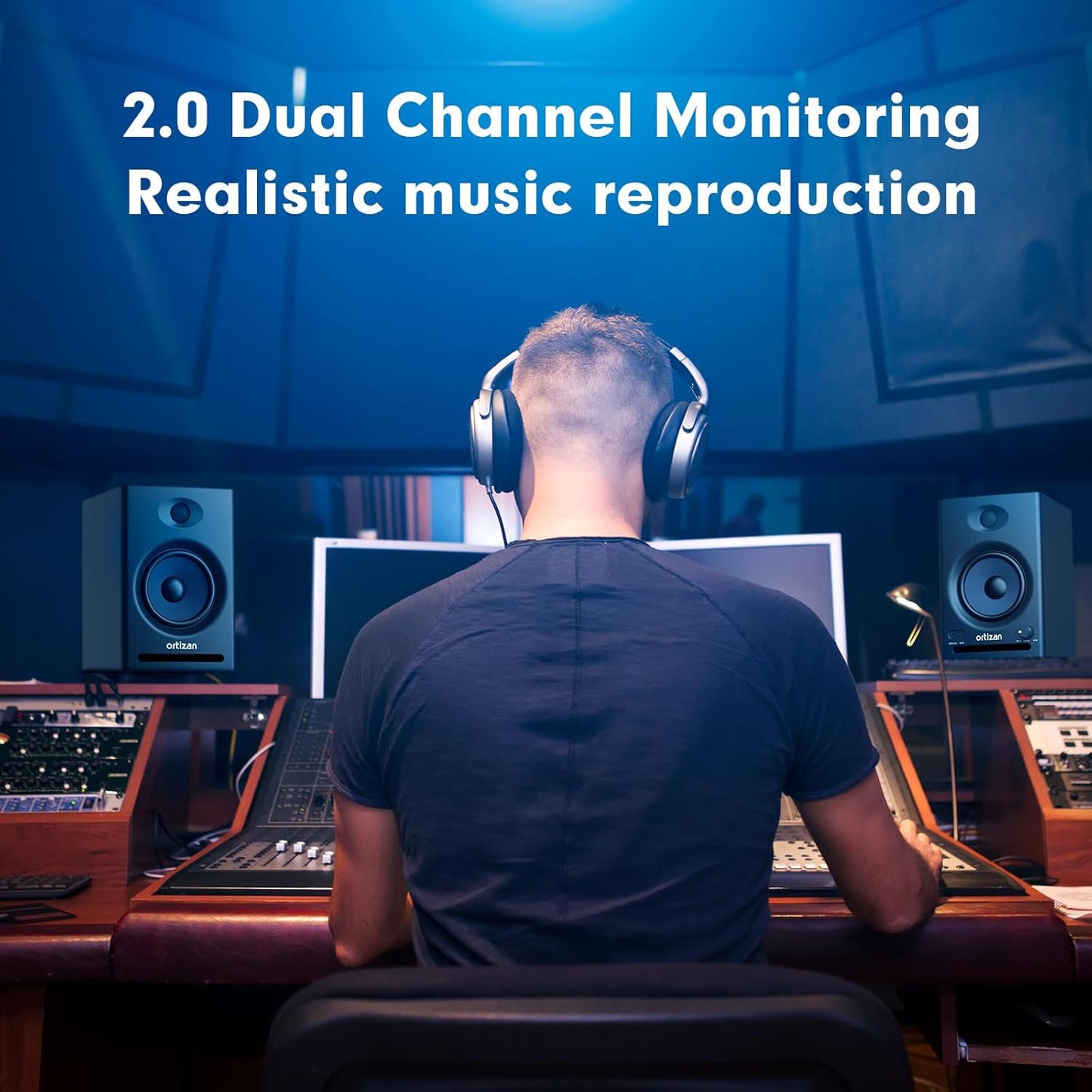 Ortizan C7 Dual-Mode 2.0 Studio Monitors, Active Monitor Speakers for Near Field Music Production, Bluetooth 5.3 Wireless Computer PC Monitor Gaming Bookshelf Speakers(Pair, Black)