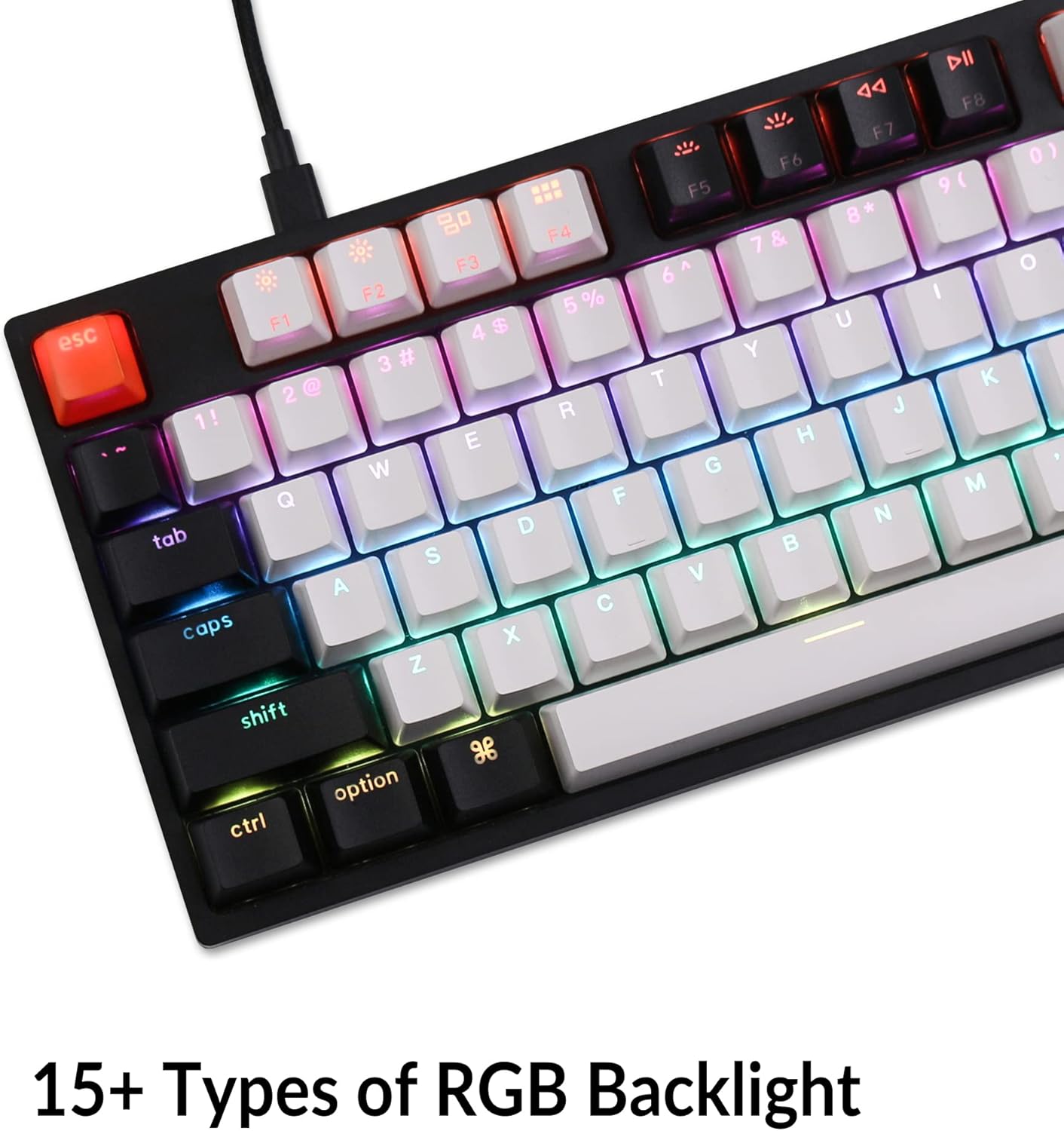 Keychron C1 Wired Mechanical Keyboard TKL, RGB Backlit with Double-Shot ABS Keycaps, 87 Keys Hot-Swappable Pre-lubed Tactile Switch Compatible with Mac Windows