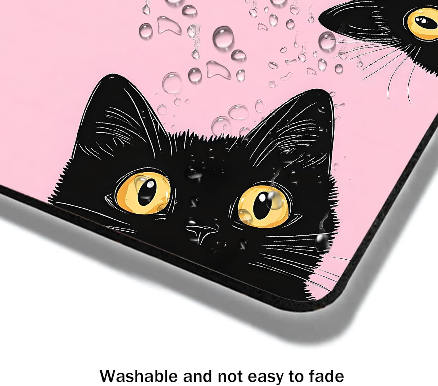 Mouse Pad, Cute Pink Black Cats Mouse Pads for Desk, 9.5" x 7.9" Non-Slip Rubber Base Computer Mousepad with Women, Portable Square Design for Wireless Mouse and Pad Laptop Office & Travel