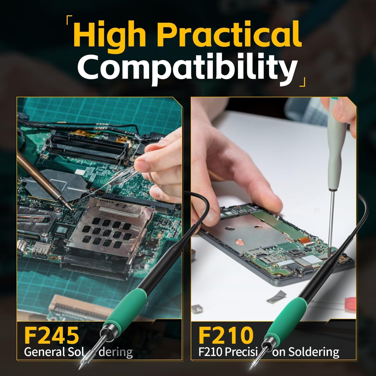 FNIRSI DWS-200 200W 245 Precision Digital Soldering Station Kit with 6 F245 Soldering Iron Tips and 2 Helping Hands, Temp Value & Curve Mode, 3 Temperature Storage, Full-Color Display