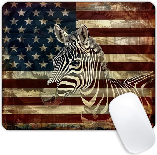 Square Mouse Pad Black and White Zebra and National Flag-1,Gaming Mouse Pads for Desk,Soft Computer Waterproof Non-Slip Mouse Mat