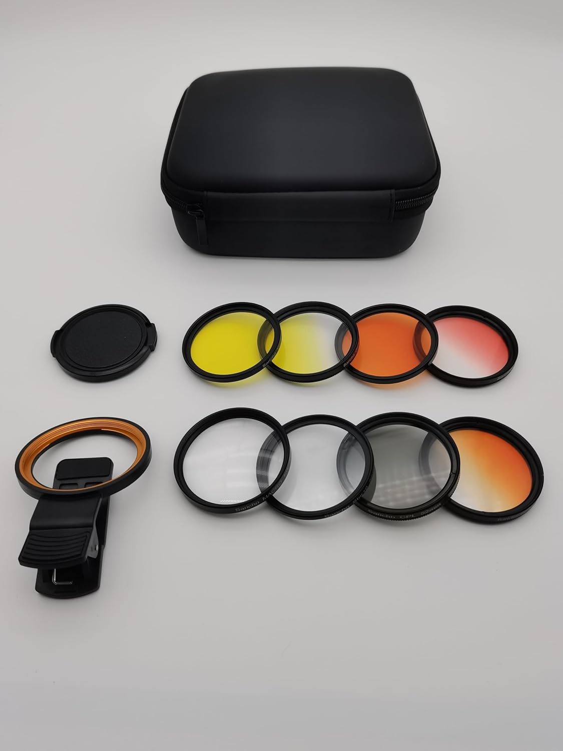 Reef Coral Lens for Phone, Smartphone Camera Reef Lens,11 Kits in a Whole Coral Reef Filter Lens Set，1 Dust Case 2 Clips 8 Lenses Yellow,Orange,Gradual Yellow Orange Pink,Star6,CPL,Macro