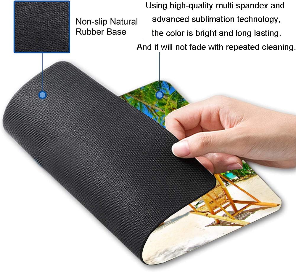 Beach Mouse Pad, Coconut Trees Mouse Pad, Nature Mouse Mat Square Waterproof Mouse Pad Non-Slip Rubber Base MousePads for Computer Office Laptop Men Women Kids, 9.5"x7.9"x0.12" Inch