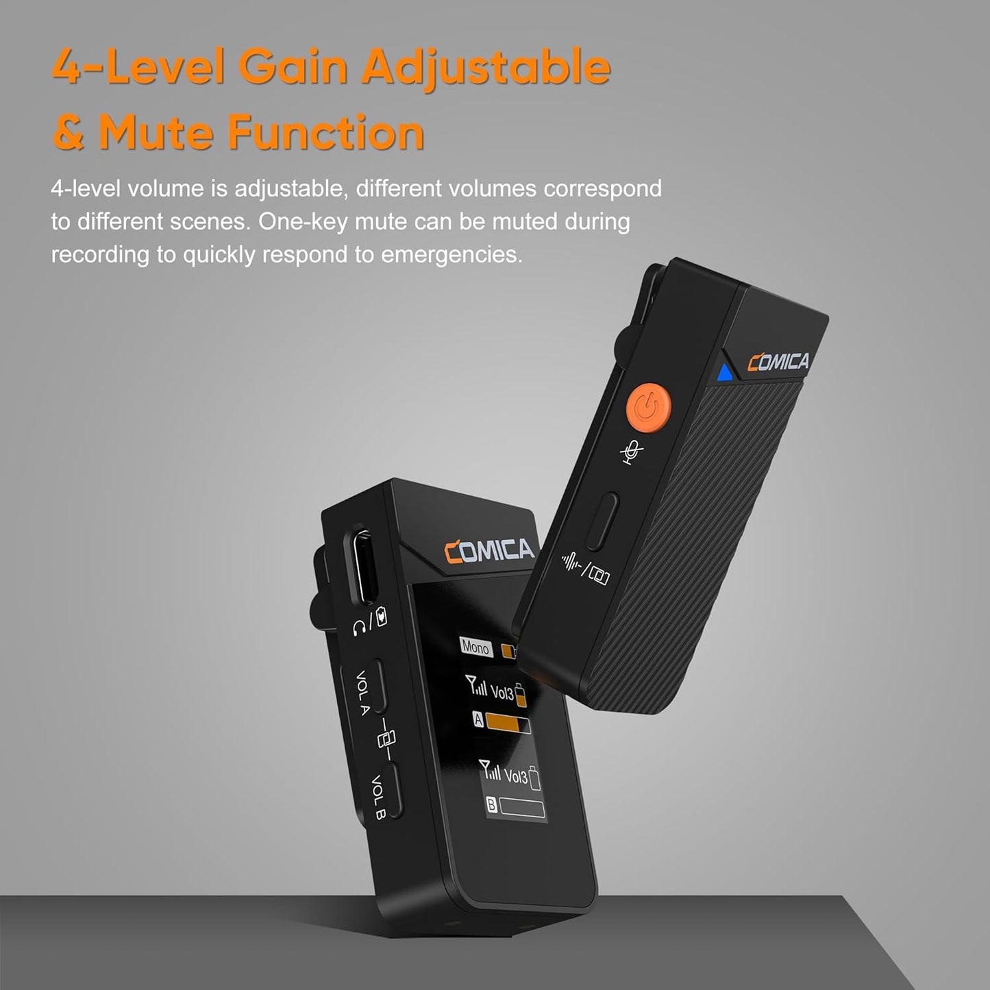 COMICA Vimo C3 Wireless Lavalier Microphone with Noise Cancellation, 656ft Transmission, Gain Control, Compact Wireless Lapel Microphone for DSLR Cameras/Android/Live-Streaming/Vlogging/YouTube