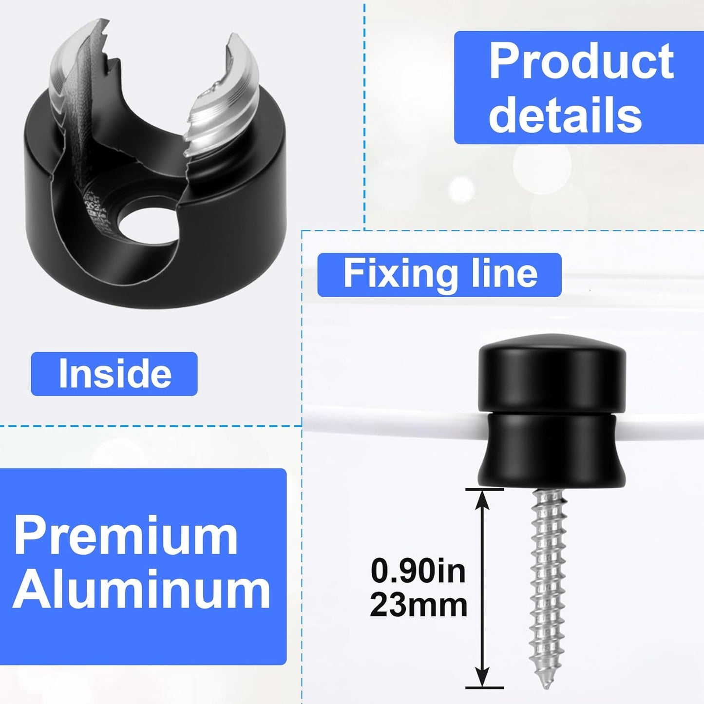 5 Sets Charger Holders for Cords, Matte Black Color Adjustable Cable Anchor Holders, Adhesive Metal Cord Clips, Cable Management Wire Organizers for Desk, Office, Nightstand