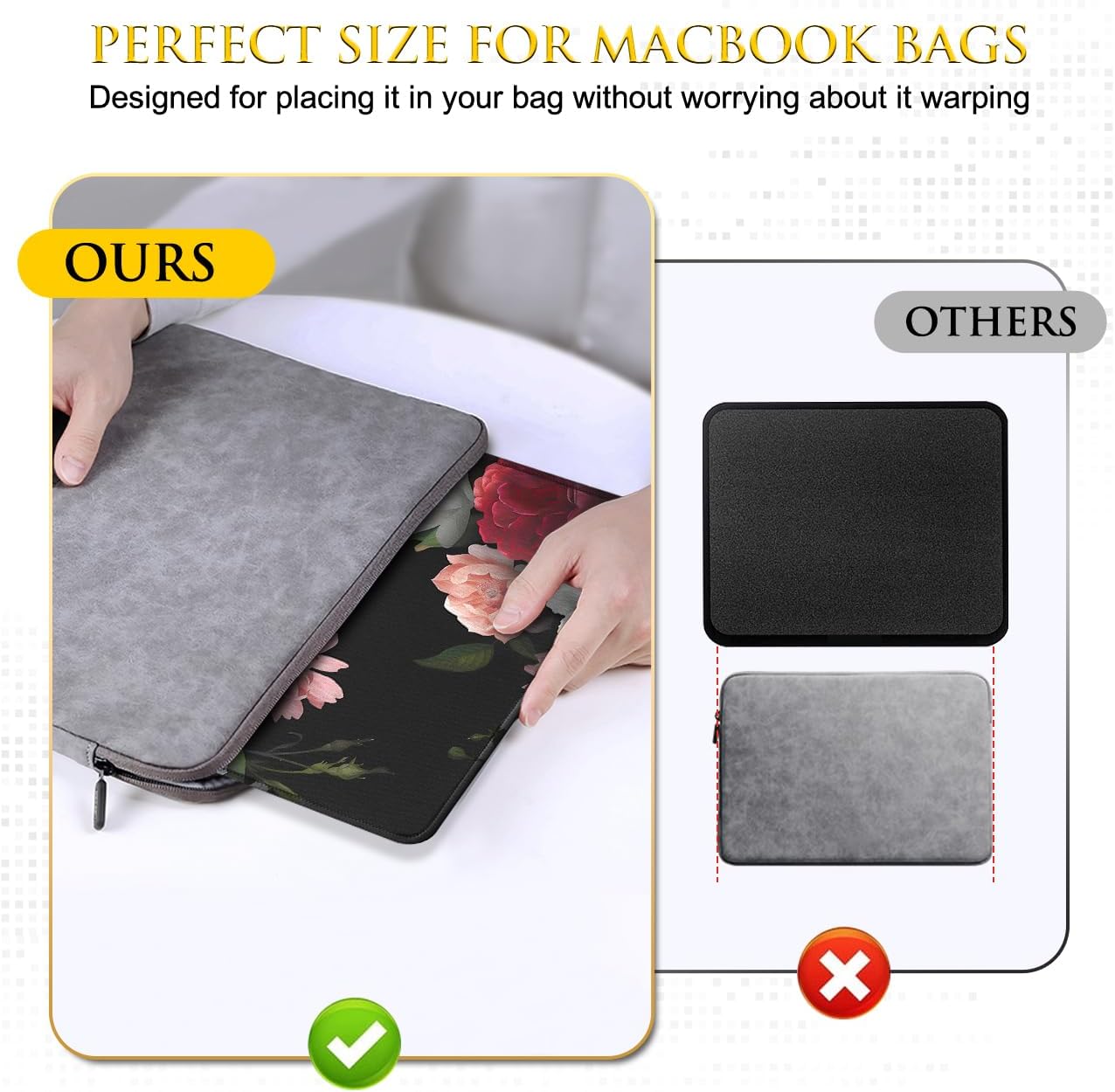 JIKIOU 3 Pack Mouse Pad with Stitched Edge, Comfortable Mouse Pads with Non-Slip Rubber Base, Washable Mousepads Bulk with Lycra Cloth, Mouse Pads for Computers Laptop Mouse 10.2x8.3x0.12inch Peony