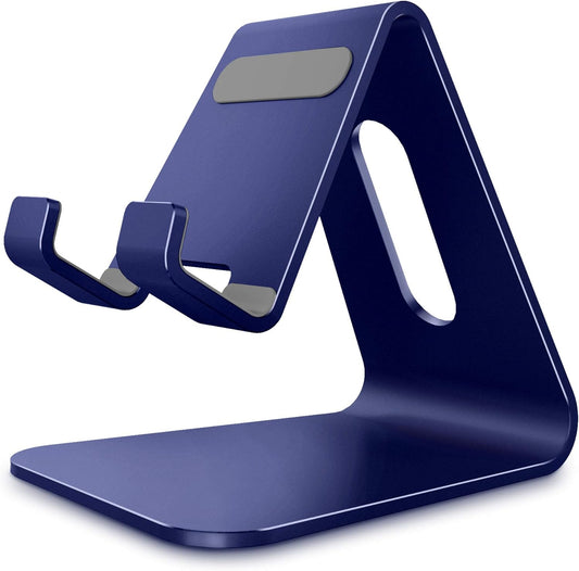 CreaDream Cell Phone Stand, Cradle, Holder,Aluminum Desktop Stand Compatible with Switch, All Smart Phone, iPhone 11 Pro Xs Max Xr X Se 8 7 6 6s Plus SE 5 5s-Navy Blue