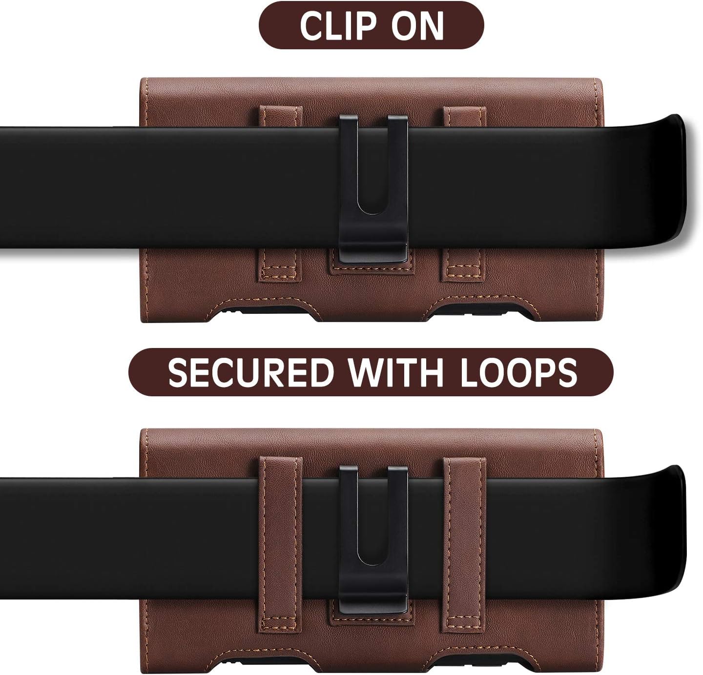 BECPLT Leather Galaxy S24 Ultra/Plus Holster Case with Belt Clip, ID Card Holder, Compatible with Galaxy S23+, Note 10+, S20+, A71, Note 9, 8, LG Stylo 5 (Brown)