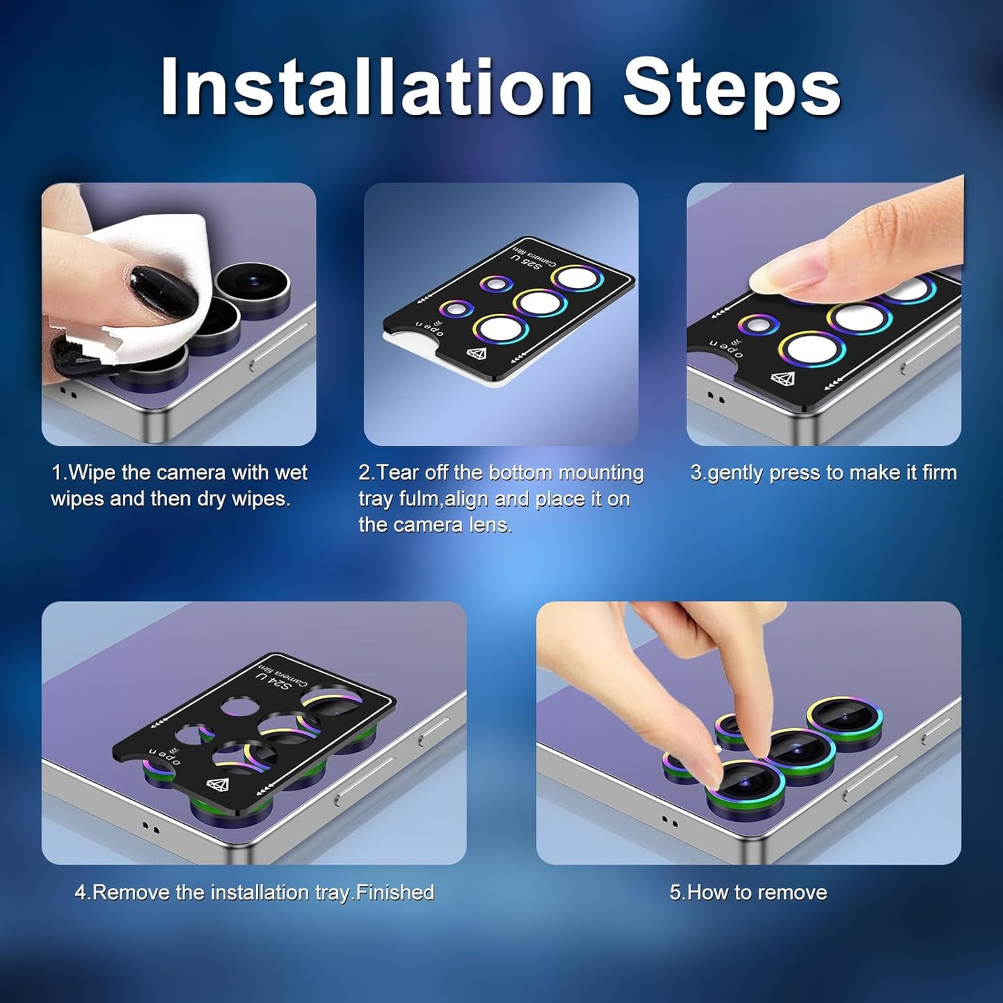 for Samsung Galaxy S25 Ultra Camera Lens Protector, Individual Metal Ring Tempered Glass Lens Cover, [Strong Adsorption] Scratch Resistant Ultra-Thin HD Clear Lens Cover, 1 Set-Black