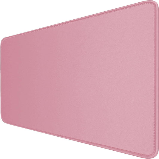 Large Mouse Pad with Stitched Edges, Durable Non-Slip Natural Rubber Base, Waterproof Computer Keyboard Pad Mat for Esports Pros/Gamer/Desktop/Office/Home - Pink