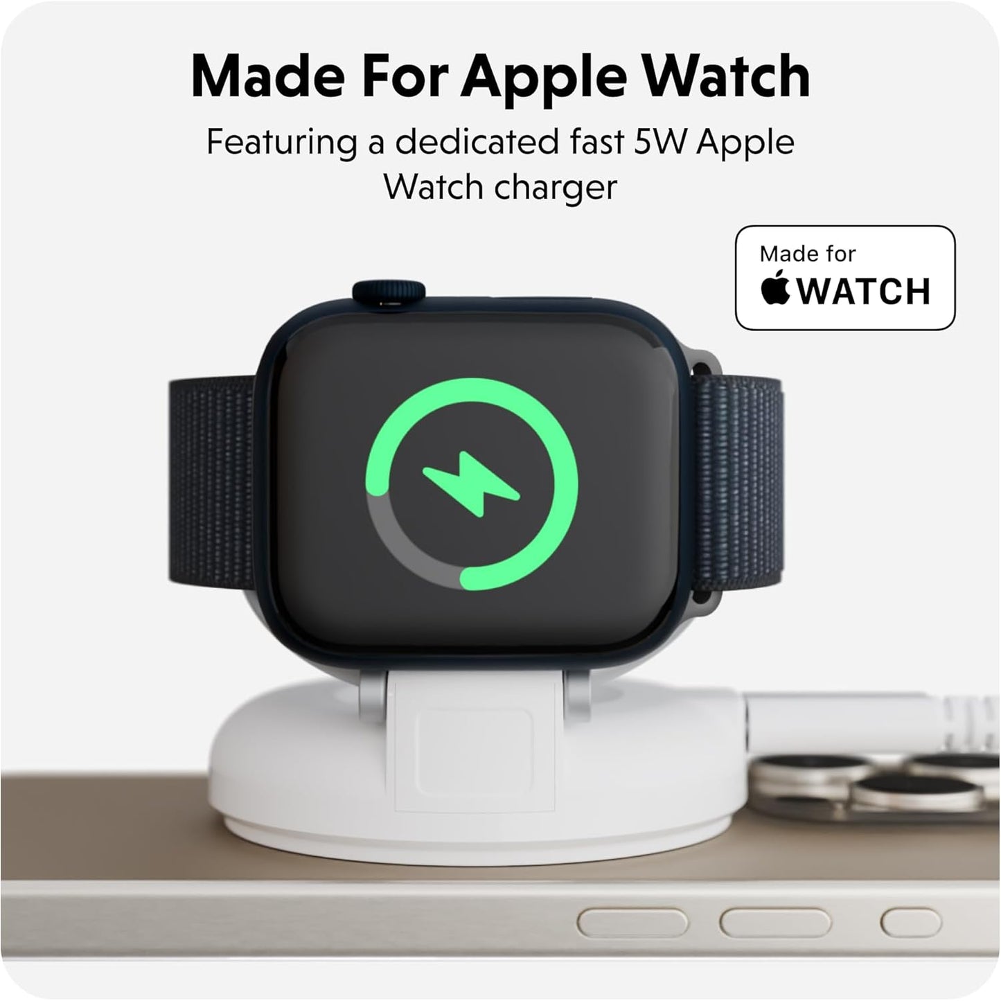 HyperJuice 2-in-1 Wireless Charger Qi2 Magnetic Stand — Fast Wireless Charger for iPhone, Apple Watch, & Qi Compatible Devices — Compact Adjustable 2 in 1 Charging Station Apple w/Built-in Kickstand