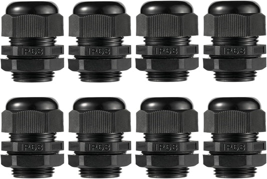 PENGLIN Cable Glands 1" NPT Nylon Cable Connector, Strain Relief Cord Connector, IP68 Waterproof Adjustable Locknut(1 Inch (8-Pack))