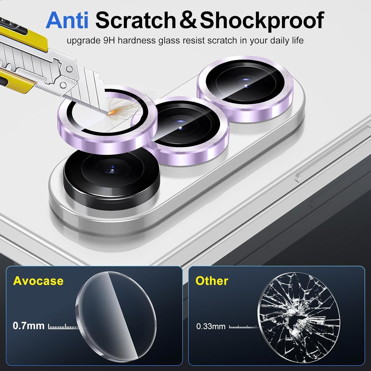 for Samsung Galaxy Z Fold 7 Camera Lens Protector, Individual Metal Ring Tempered Glass Lens Cover, [Strong Adsorption] Scratch Resistant Ultra-Thin HD Clear Lens Cover, 1 Set-Purple
