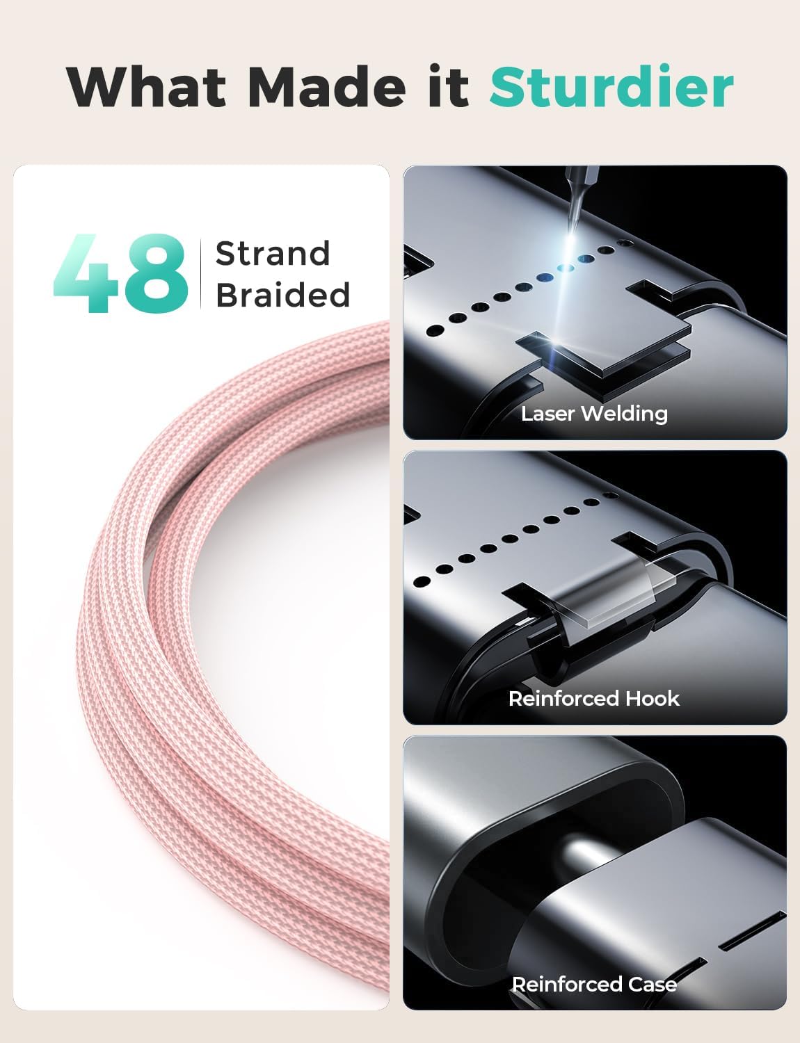Pink-Upgraded 3 in 2 USB C Cable for Watch Charger Phone Charger USB C Multi Fast Charging Cable Compatible with Watch Ultra/SE/10/9/8/7/6/5/4/3/2/1 & Phone 16/15/14/Galaxy S23-4FT