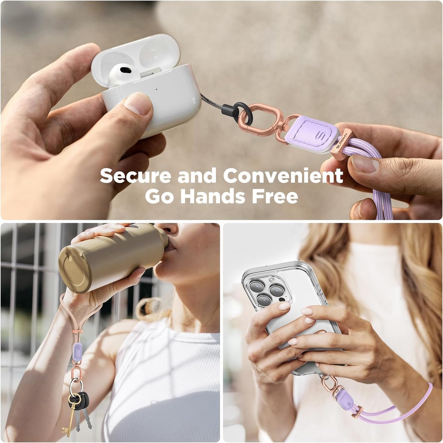 SURPHY Phone Wrist Strap, Keychain Wristlet, Phone Strap Charm with Tether Tab, Cellphone Lanyard Wrist, Key Chain for Women