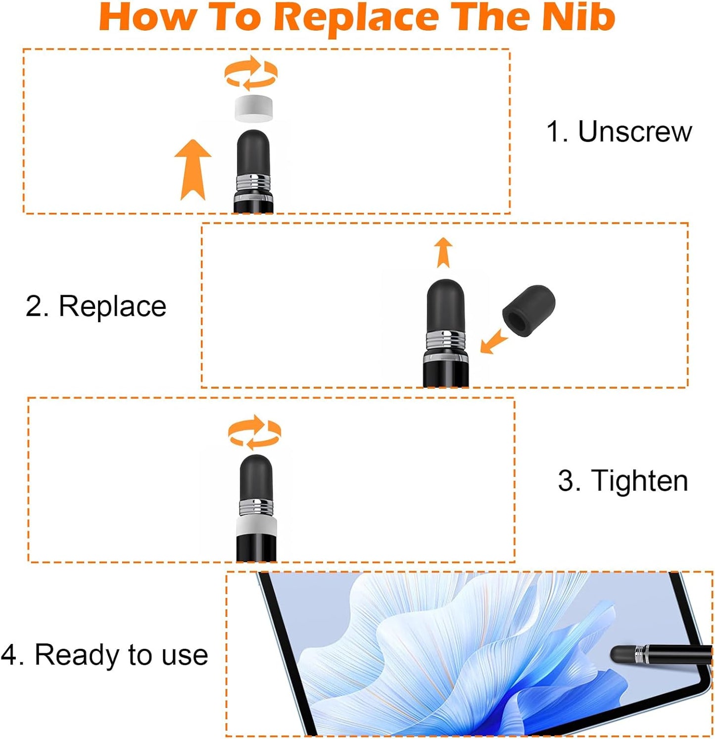 40 Pcs Stylus Tips Replacement Tips Only Pencil Rubber for Stylus Pens Soft No Scratches Sensitivity and Precision Universal Ends Replacement Friendly Swede