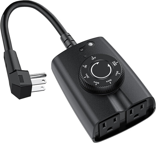 G-ELEK Outdoor Timer Outlet Waterproof, 24 Hour Outdoor Light Timer, Timers for Electrical Outlets, Ideal for Pool Pump, Christmas Lights, Heavy Duty, Grounded Outlets (Dusk to Dawn Sensor, 1 Pack)