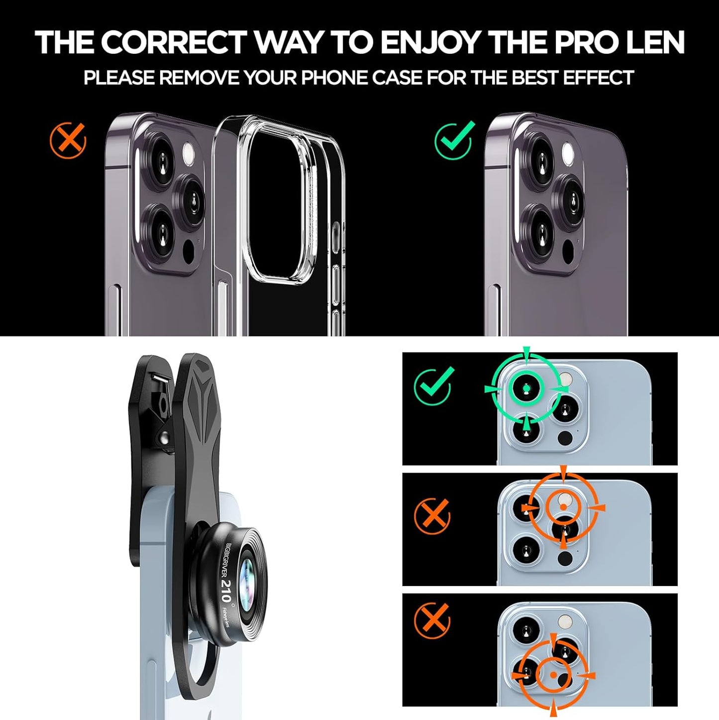210° Fisheye Lens, Professional Cell Phone Lens for iPhone,Samsung,Pixel,BlackBerry,Ipad,Notebook,Etc,Fish Eye Lens