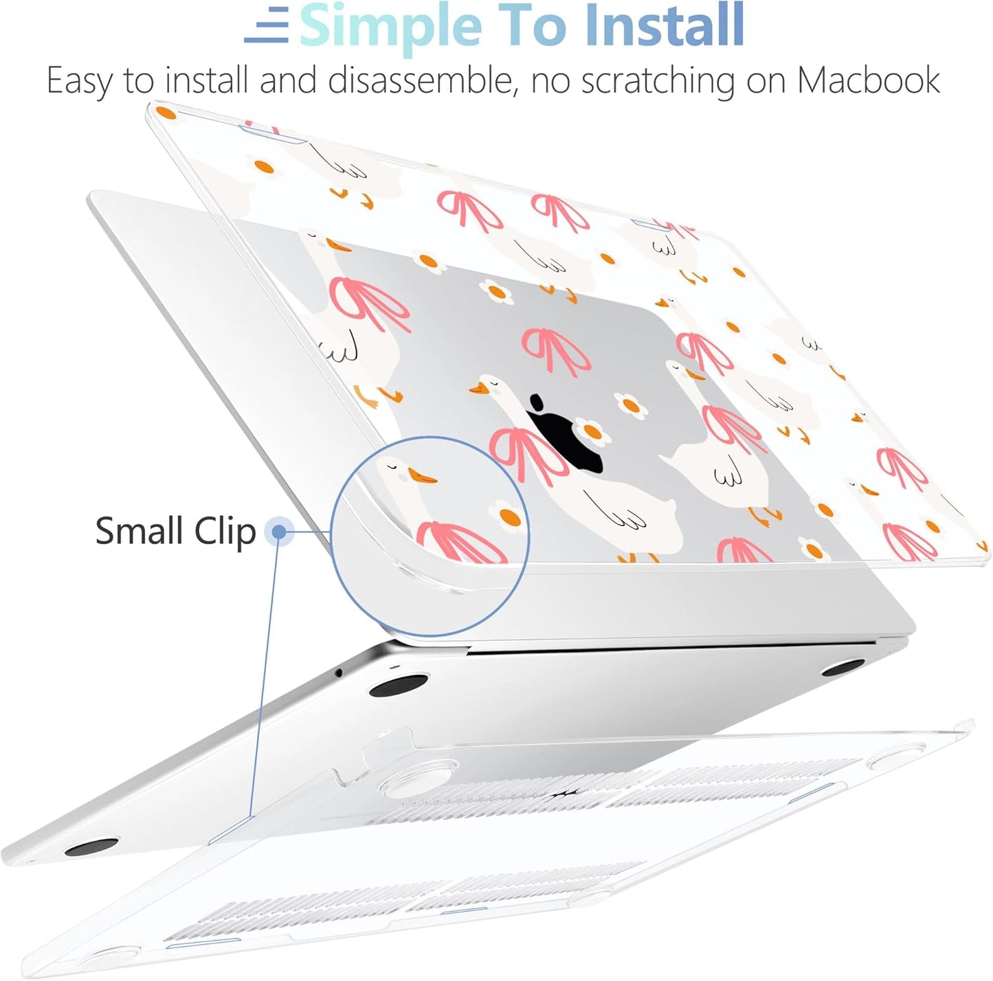 MEEgoodo Case for M4/M3/M2 MacBook Air 13.6 inch Case 2025 2024 2022, Fit Model A3240/A3113/A2681, Laptop Hard Shell with Keyboard Cover Compatible with MacBook Air 13 inch, Goose Farm & Bows