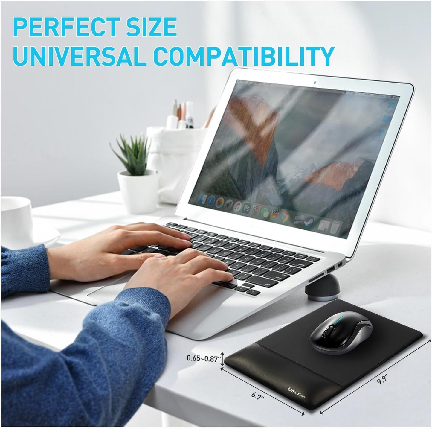 univo colors Design-Wave Wrist Rest Mouce Pad,PE Mouse Sliding Panel+Artificial Sheepskin+Memory Foam+Ergonomic+Anti-Slip Gel,Resilience Support During Work and Gaming,Mouce Accessory,Pink