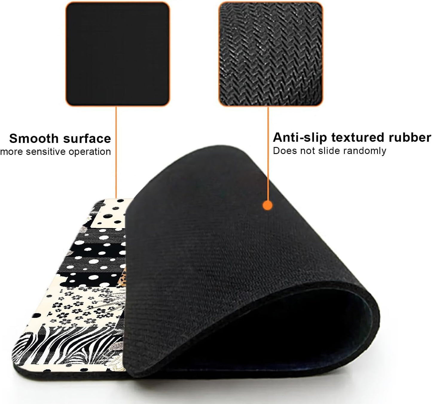 Mouse Pad, Cute Black Polka Dot Lattice Mouse Pads for Desk, 9.5" x 7.9" Non-Slip Rubber Base Computer Mousepad with Women, Portable Square Design for Wireless Mouse and Pad Laptop Office & Travel