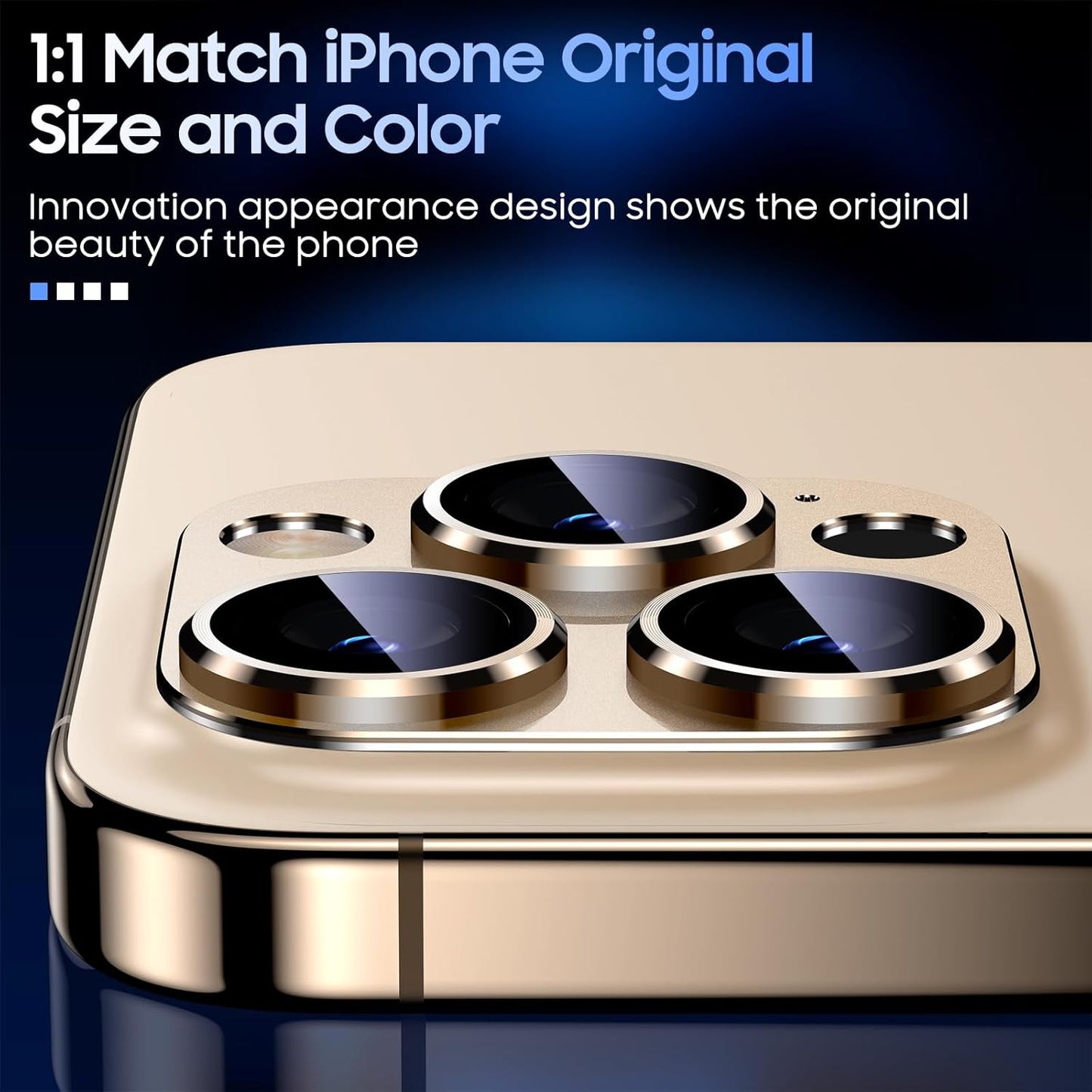 Uyiton Compatible with iPhone 15 Pro/iPhone 15 Pro Max Camera Lens Protector, [Not Easy to Break][Strong Adsorption][Case-Friendly] Metal Tempered Glass Rear Camera Screen Cover - Gold Titanium