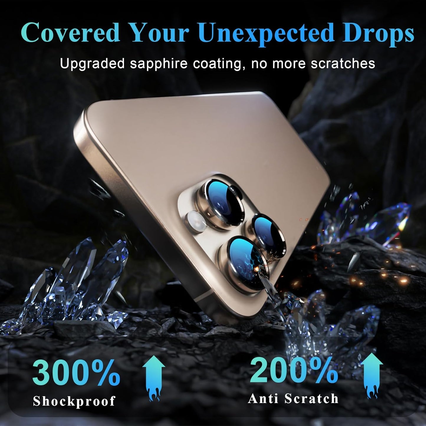 YWXTW Camera Lens Protector for iPhone 16 Pro/iPhone 16 Pro Max, [1 Step Installation Tray] Tempered Glass Screen Protector Metal Individual Camera Cover Accessories (Desert Titanium-2Pack)