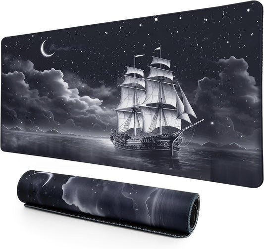 Lokigo Desk Pad, Office Desk Mat, Extended Large Gaming Mouse Pad, Desk Decor Mousepad Keyboard Writing Mat with Non-Slip Rubber Base for Office Laptop Gaming Home, 31.5"x15.7", Nautical Sailboat