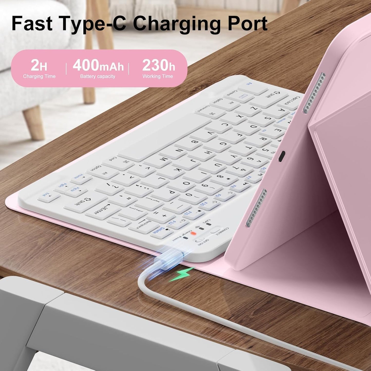 Keyboard Case for Galaxy Tab S10 Plus/S9 Plus/S9 FE Plus/S8 Plus/S7 Plus/S7 FE 12.4 Inch, 7 Color Rainbow Backlight Detachable Magnetic Keyboard Cover with S Pen Holder,Mint Green