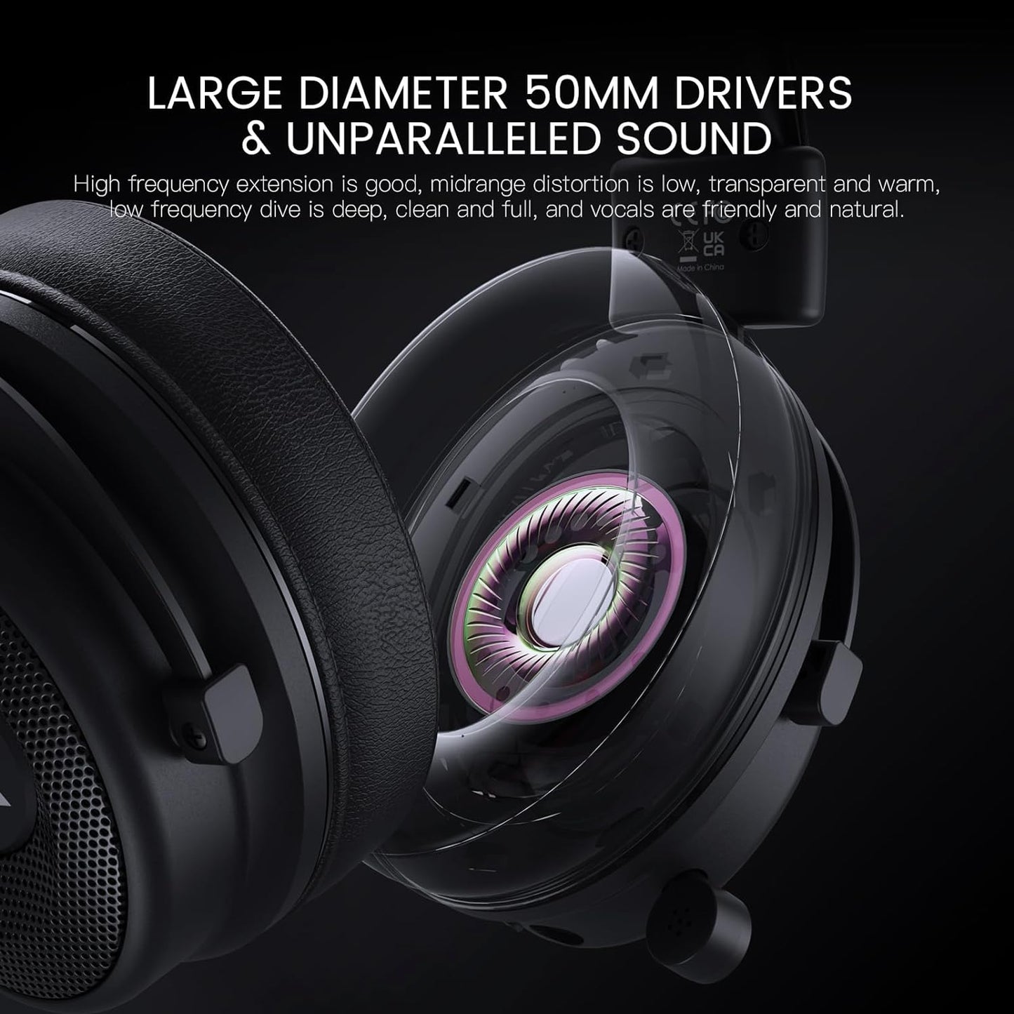 EKSA USB Gaming Headset for PC - Computer Headset with Detachable Noise Cancelling Mic, Surround‑Tuned Audio, 50MM Driver - Headphones with Microphone for PS4/PS5, Xbox One, Laptop, Office (Wireless)