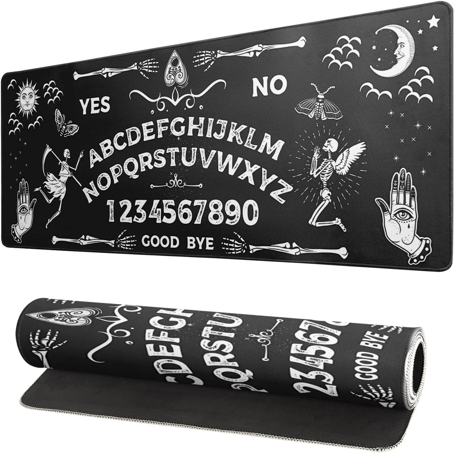 Mysterious Spirit Goth Gaming Mouse Pad 31.5x11.8 Inch Large Desk Mat Black Extended Pads Big Mousepad Non-Slip Rubber Base Keyboard Mat with Stitched Edges for Gaming Laptop Computer PC Desktop