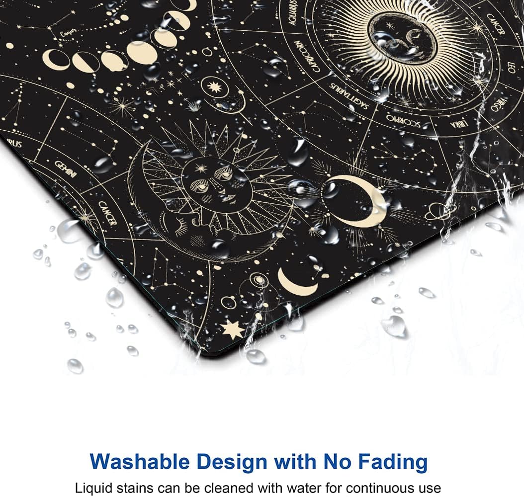 Hokafenle Mouse Pad, Square Personalized Computer Mouse Pads with Planet Design, Washable Mouse Mat, Gaming Office Home Non-Slip Rubber Base Mousepad, Moon and Sun