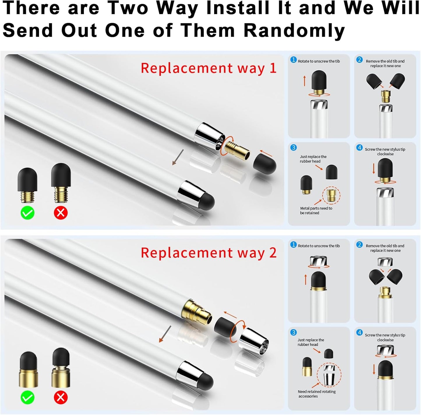 Stylus Pen for Touchscreen,5 PCS Stylus,Stylus 2-in-1 High Sensitivity Precision Suitable for All Touch Screens of iPhone/ipad/Android Tablet(White)