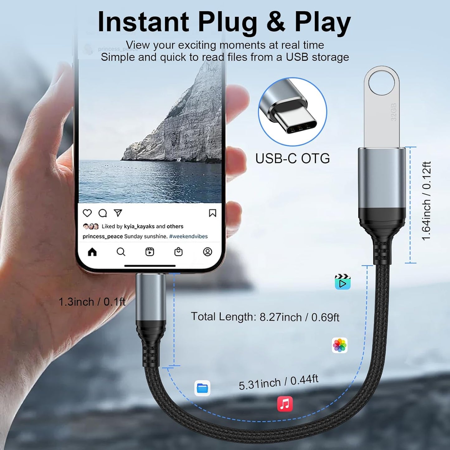 USB C to USB Adapter - 5Gbps [2 Pack] USC 3.0 OTG Adapter for Android - USBC Male to USB Female Adapter, Type C OTG Cable Converter Support Camera, Card Reader, USB Flash Drive, External/MIDI Keyboard