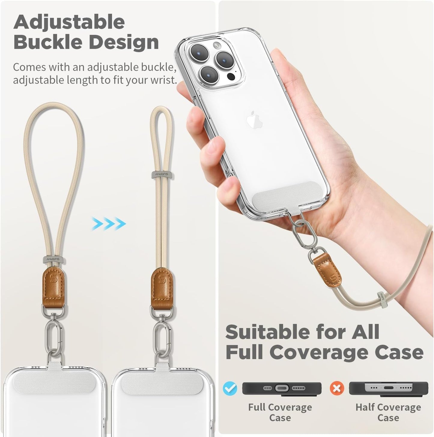 SURPHY Phone Wrist Strap, Keychain Wristlet, Phone Strap Charm with Tether Tab, Cellphone Lanyard Wrist, Key Chain for Women