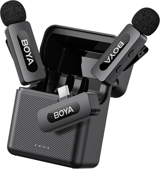 BOYA BY-V30 Wireless Lavalier Microphone,USB Type-C Mini Laple Mics for iPhone16,Android Smartphone,36H Battery,Noise Reduction,328FT Range Clip-on Condenser Mic for YouTube Interview TikTok